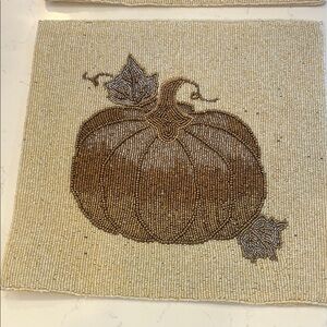 Pier 1 Beaded Pumpkin Placemat Set of 2